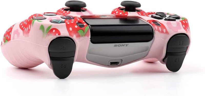 RALAN Pink Controller Skins for PS4,Fruit Silicone Controller Cover Skin Protector Compatible /PS4 Slim/PS4 Pro Controller with 2 Cute Thumb Grips Caps… - Image 5